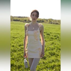 NWT JW PEI Women's Elaina Apricot Rosette Applique Mini Dress, Size 10